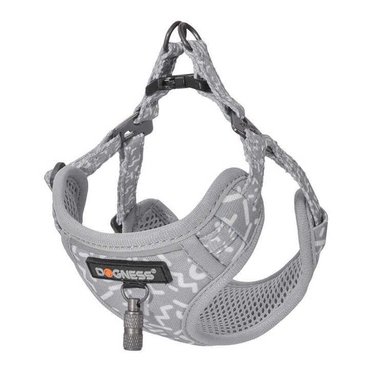 Dogness Set Guinzaglio 1,5m + Pettorina per Cane (Grigio Chiaro)