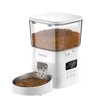 Rojeco 2L Distributore Automatico Cibo per Animali Tasti (Bianco)