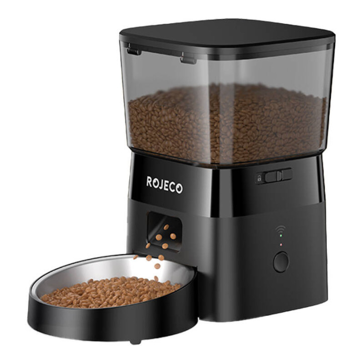 Rojeco 2L Mangiatoia Automatica per Animali Domestici WiFi Version (Nero)