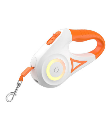 Rojeco Guinzaglio Automatico per Cani LED 5m (Bianco e Arancione)