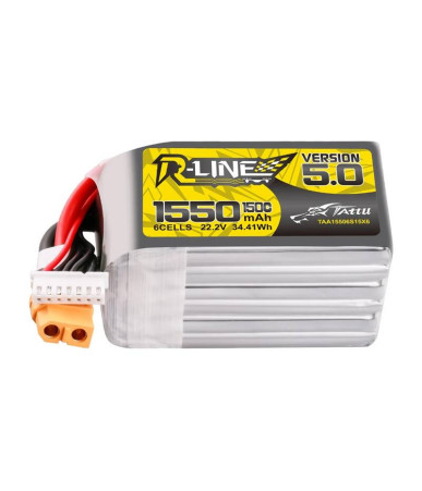 Lipo Tattu R-Line 5.0 1550mAh 22.2V 150C 6S batteria con connettore XT60