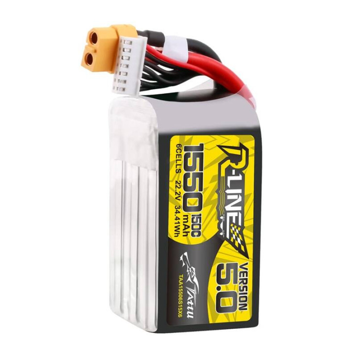 Lipo Tattu R-Line Version 5.0 1550mAh 22.2V 150C 6S battery con connettore XT60