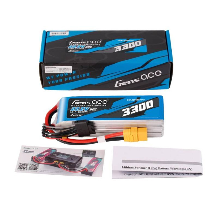 Batteria Lipo Gens Ace G-Tech 3300mAh 22.2V 60C 6S1P XT90