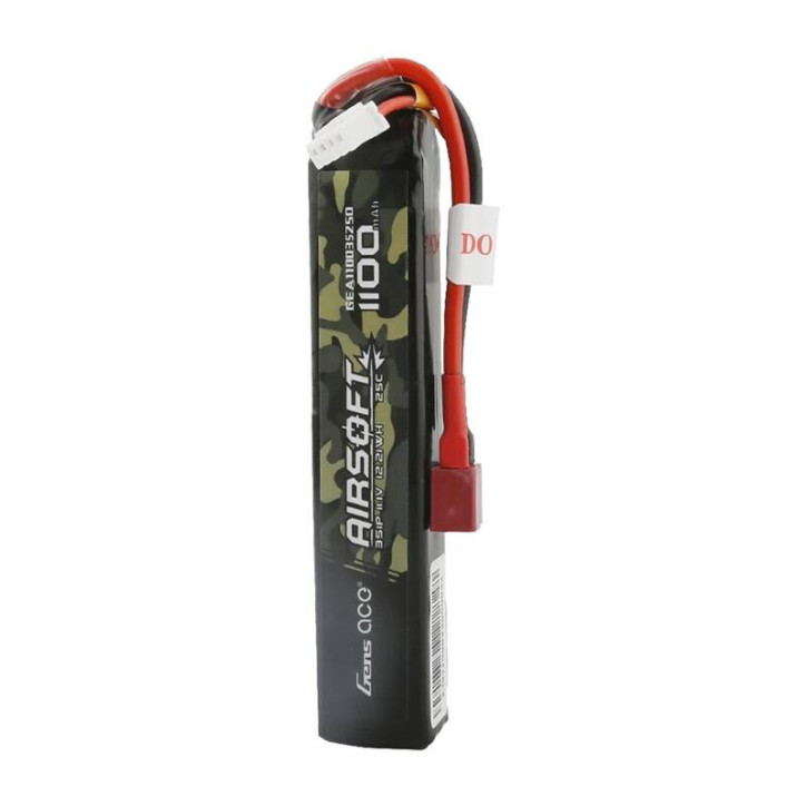 Batteria Lipo Gens ace 25C 1100mAh 3S 11.1V per Airsoft Gun con T-plug