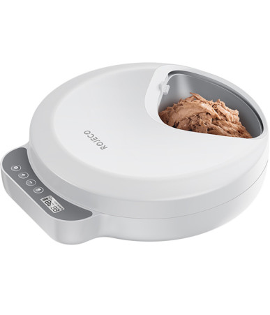 Rojeco F26 Mangiatoia Automatica per Gatti 4 Pasti Bianco con 2 Ice Pack