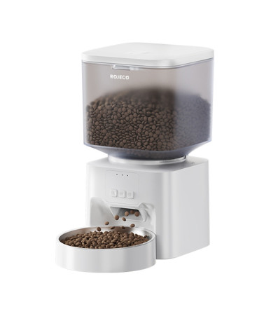 Rojeco Distributore Cibo Automatico per Cani e Gatti 4.5L WiFi Bianco