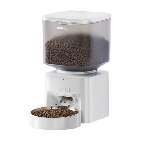 Rojeco Distributore Cibo Automatico per Cani e Gatti 4.5L WiFi Bianco