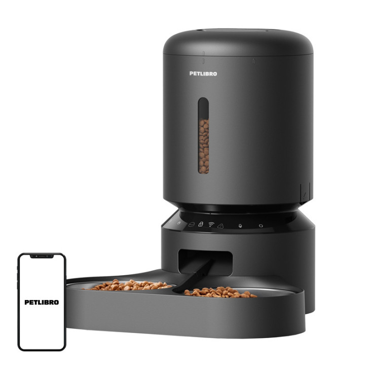Distributore cibo Petlibro Granary con doppia ciotola, Wifi, 5L (Nero)
