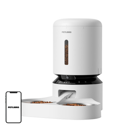 Petlibro Granary Dispenser Cibo Doppio Vassoio 5L Bianco con Telecamera