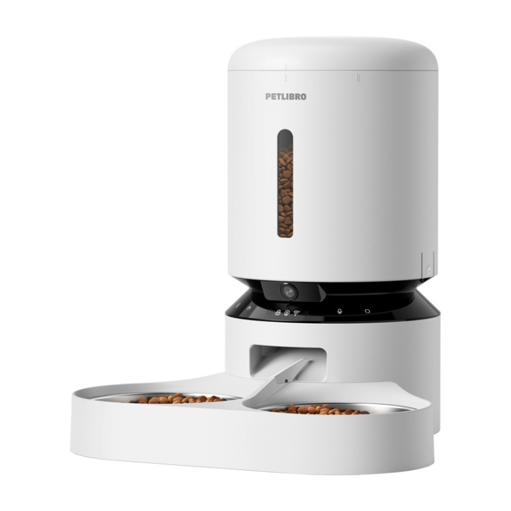 Distributore automatico cibo Petlibro Granary camera e ciotola doppia 5L Bianco