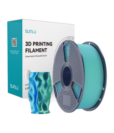 Filamento Sunlu PLA+ Silk Dual Color Blu-Verde