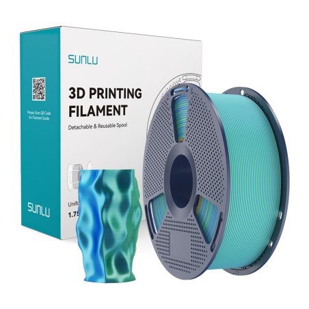 Filamento Sunlu PLA+ Silk Dual Color Blu-Verde