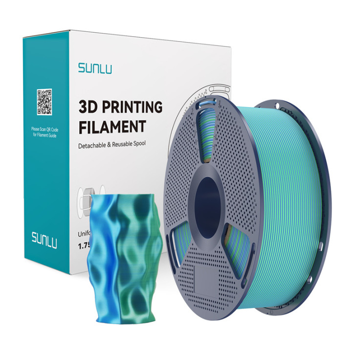 Filamento Sunlu PLA+ Silk Dual Color Blu-Verde