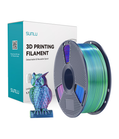 Sunlu PLA+ Silk Tri-Color Filamento 3D (blu-verde-viola) 1.75mm 1kg