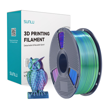 Sunlu PLA+ Silk Tri-Color Filamento 3D (blu-verde-viola) 1.75mm 1kg