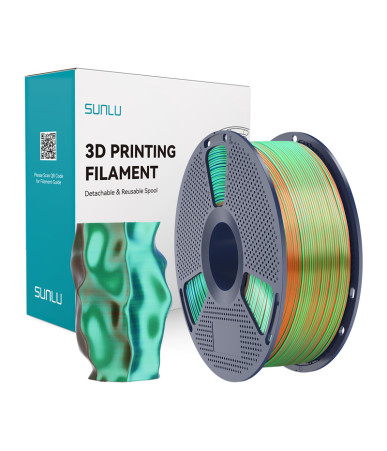 Sunlu PLA+ Silk Tri-Color Filamento Arancione Blu Verde 1.75mm 1kg