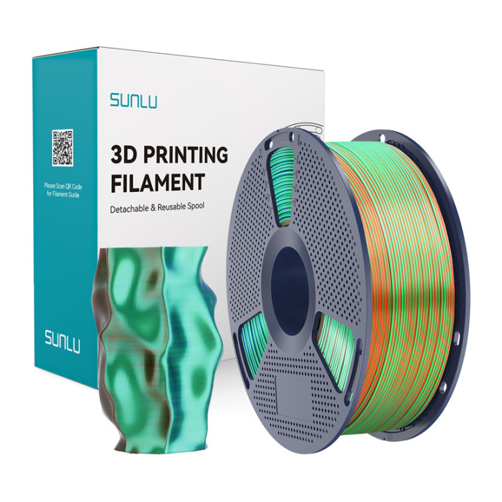 Sunlu PLA+ Silk Tri-Color Filamento Arancione Blu Verde 1.75mm 1kg