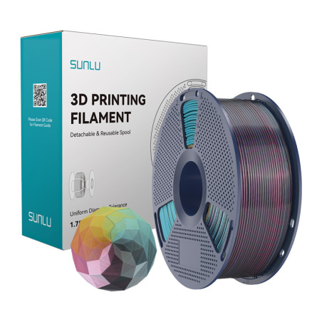Sunlu PLA+ Silk Forth-Color Filament (Rosso-Giallo-Verde-Nero) 1.75mm 1kg