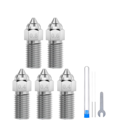 ELEGOO Set Ugelli Acciaio Rinforzato per Neptune 4 / 4 Pro (0.4mm x3, 0.6mm x1, 0.8mm x1)