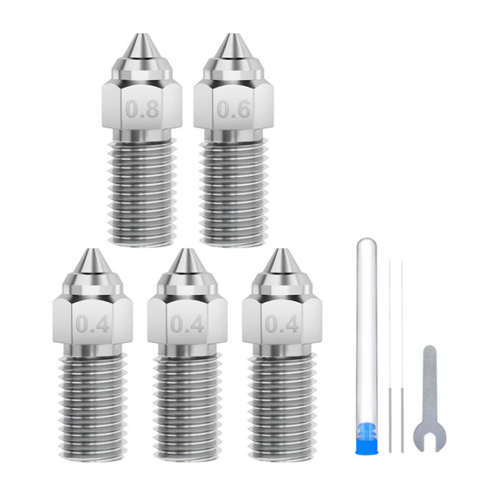 ELEGOO Set Ugelli Acciaio Rinforzato per Neptune 4 / 4 Pro (0.4mm x3, 0.6mm x1, 0.8mm x1)