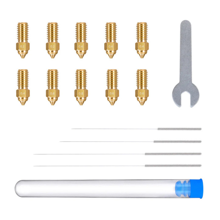 ELEGOO Neptune 4 / 4 Pro Set Ugelli Ottone 0.2mm x2, 0.4mm x4, 0.6mm x2, 0.8mm x2