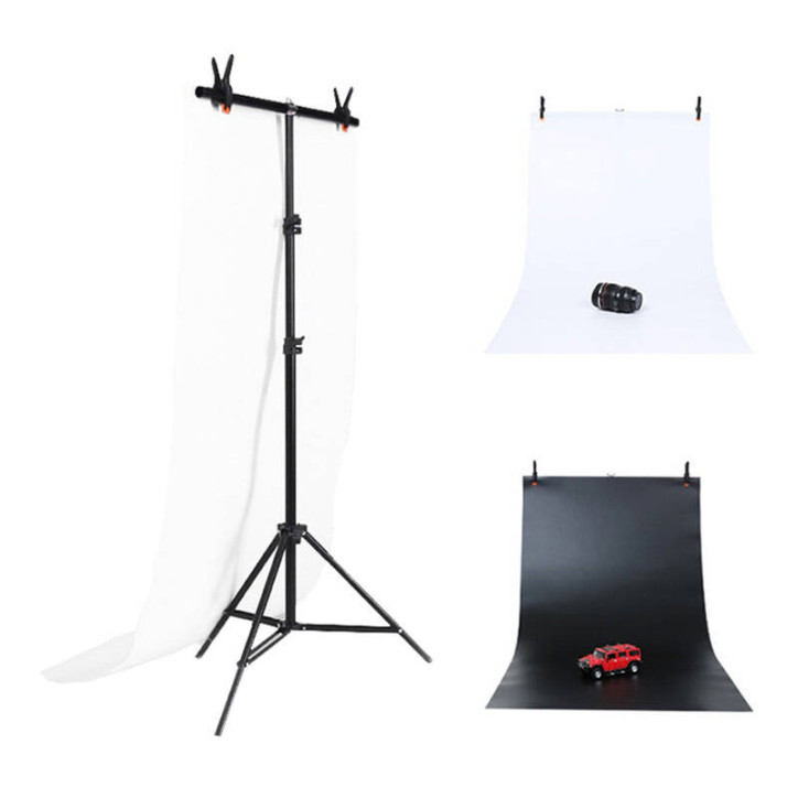Supporto per fondale studio fotografico Puluz 70x200cm + 2 fondali DCA0976 Supporto per fondale studio fotografico Puluz 70x200cm + 2 fondali DCA0976
