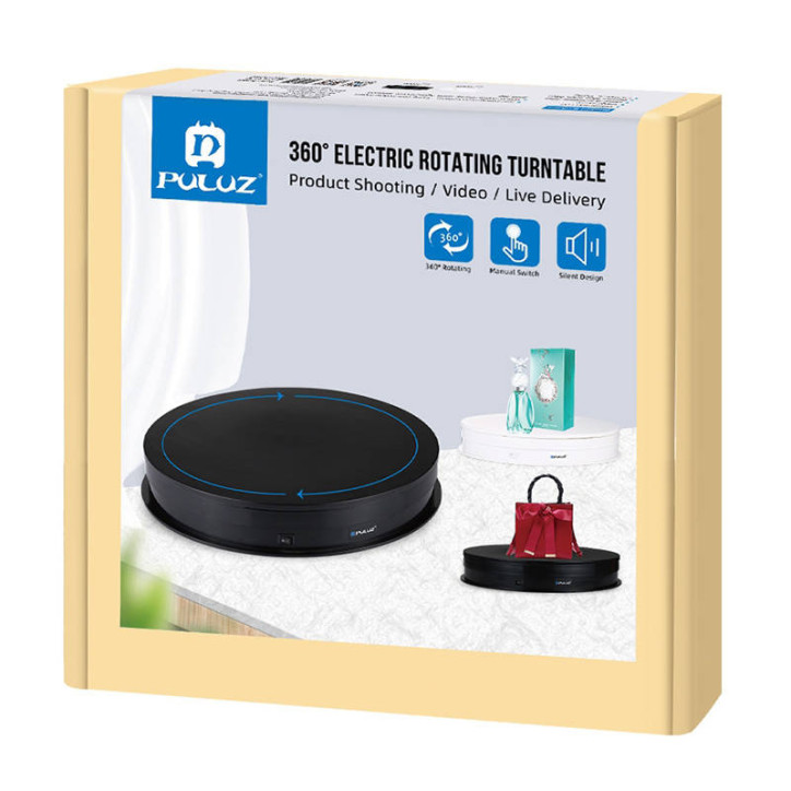 Piattaforma Rotante Elettrica Display Puluz 30cm USB (Nero)