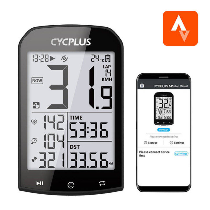 Ciclocomputer GPS Cycplus M1 - compatibile con Strava, Trainingpeaks etc.
