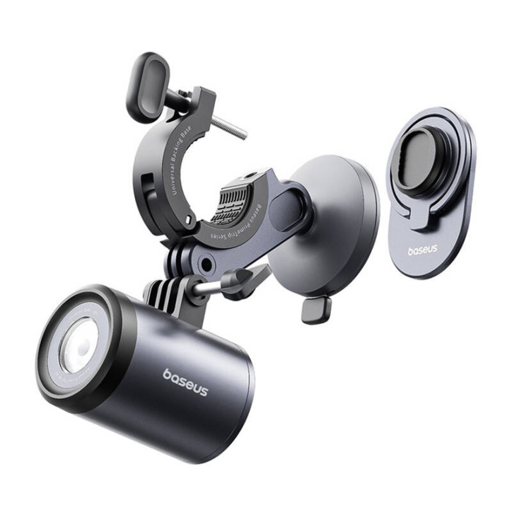 Baseus PrimeTrip Supporto Bici 2-in-1 con Torcia LED e Porta Smartphone Nero