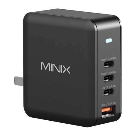Minix P165 Caricatore da Muro GaN 165W 3x USB-C 1x USB-A Nero