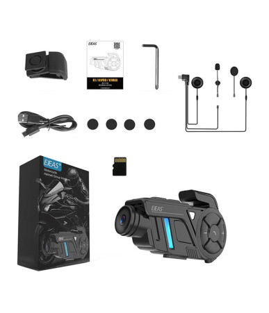 EJEAS K1Pro+ Interfono Moto con Registratore 8 Rider Mesh 1000m