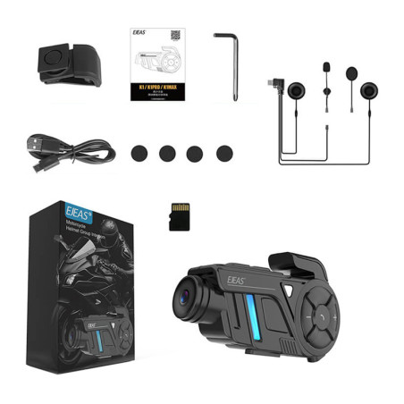 EJEAS K1Pro+ Interfono Moto con Registratore 8 Rider Mesh 1000m
