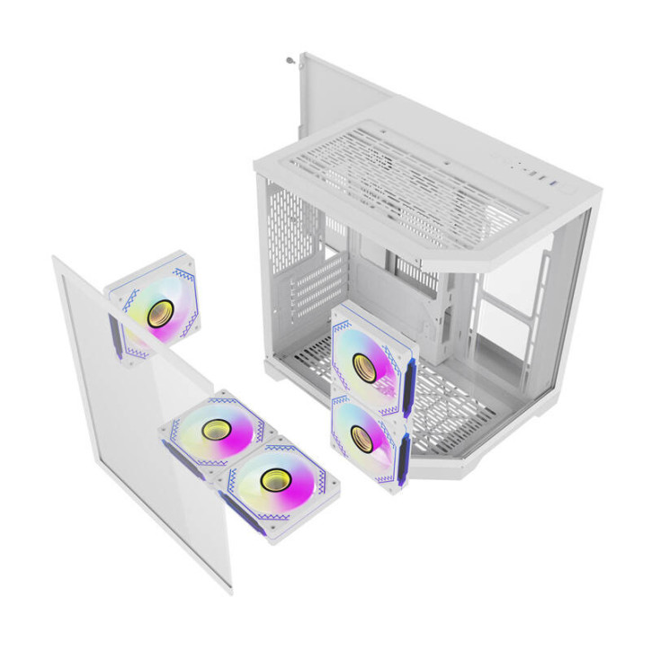 darkFlash FT350 Case ATX Mini Tower Bianco 5 Ventole ARGB