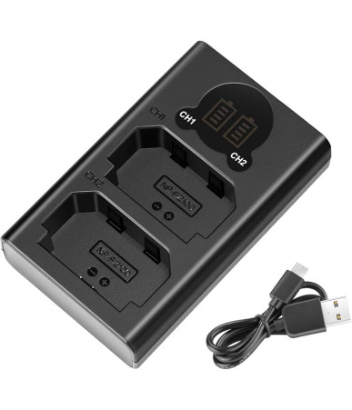 Neewer DL-FZ100 Caricatore Doppio USB per Batterie NP-FZ100
