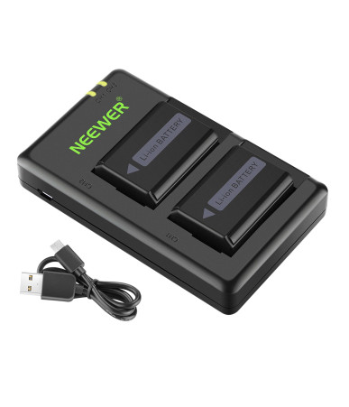 Neewer Set 2 Batterie NP-FW50 e Caricatore USB