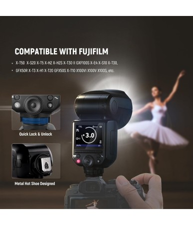 Neewer Z2PRO-F TTL Flash Speedlite Testa Rotonda per Fujifilm