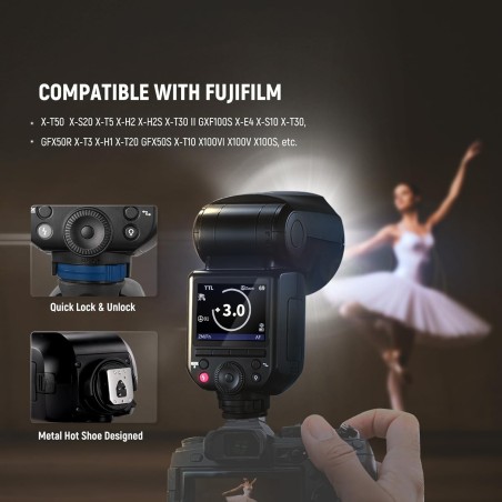 Neewer Z2PRO-F TTL Flash Speedlite Testa Rotonda per Fujifilm
