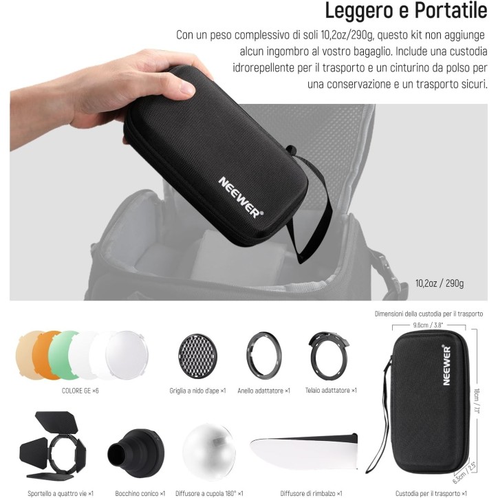 Neewer CRM2 Kit Accessori Magnetici per Flash Testa Rotonda