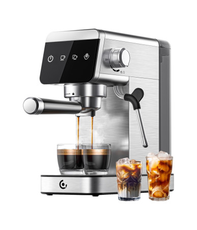AMZCHEF CE-AZ-EM1501-SV Macchina da Caffè Espresso 20 Bar Argento