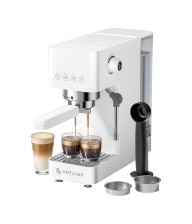 AMZCHEF CE-EM3131-WT Macchina da Caffè a Pistone (Bianco)