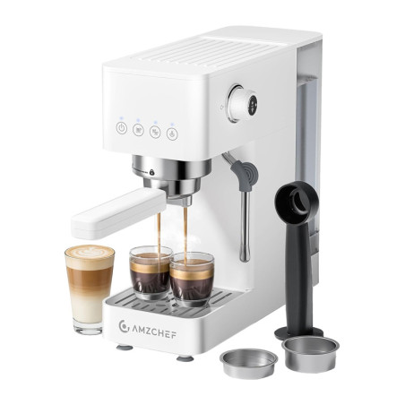 AMZCHEF CE-EM3131-WT Macchina da Caffè a Pistone (Bianco)