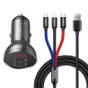 Baseus Car Charger 24W con Display + Cavo USB 3in1 1.2m
