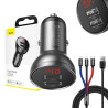 Baseus Car Charger 24W con Display + Cavo USB 3in1 1.2m