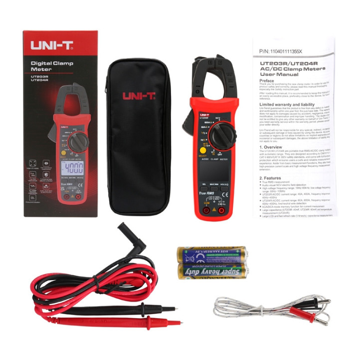 UNI-T UT204R Misuratore di Corrente a Pinza True RMS 600A