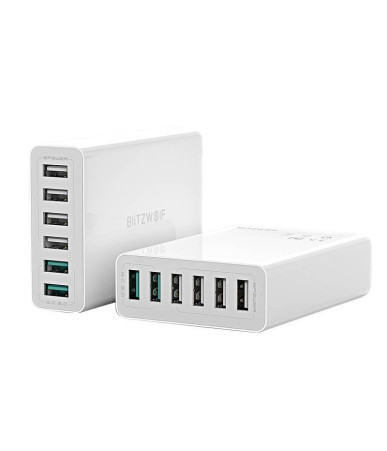 Caricatore USB Blitzwolf BW-S15 60W QC 3.0 6 Porte Bianco