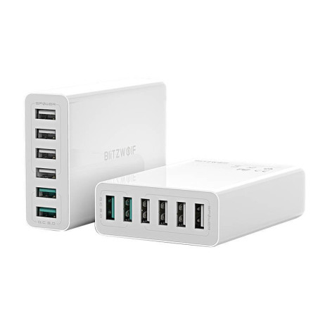 Caricatore USB Blitzwolf BW-S15 60W QC 3.0 6 Porte Bianco