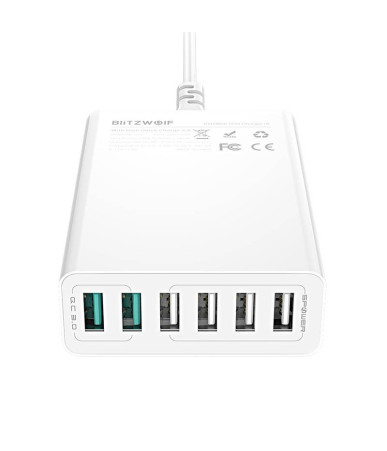 Caricatore USB Blitzwolf BW-S15 60W QC 3.0 6 Porte Bianco