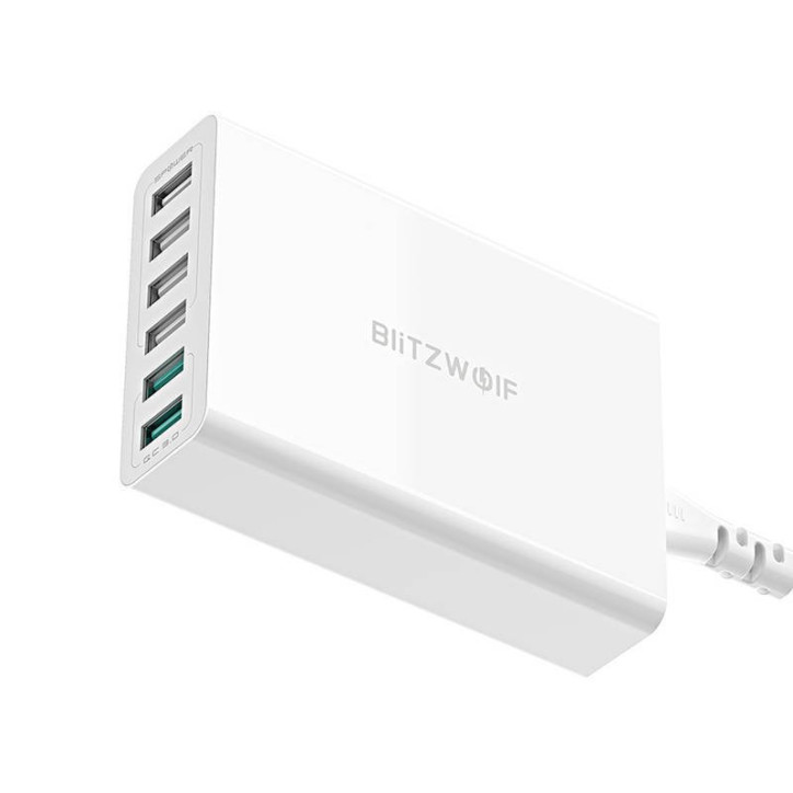 Caricatore USB Blitzwolf BW-S15 60W QC 3.0 6 Porte Bianco Caricatore USB Blitzwolf BW-S15 60W QC 3.0 6 Porte Bianco