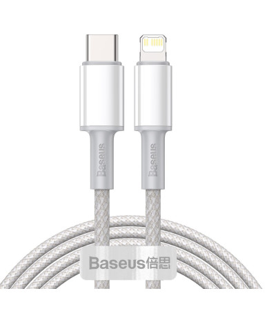 Baseus Cavo USB-C Lightning 2m Bianco 20W PD High Density Braided
