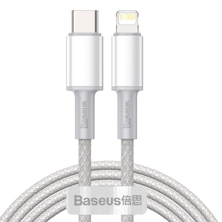 Baseus Cavo USB-C Lightning 2m Bianco 20W PD High Density Braided